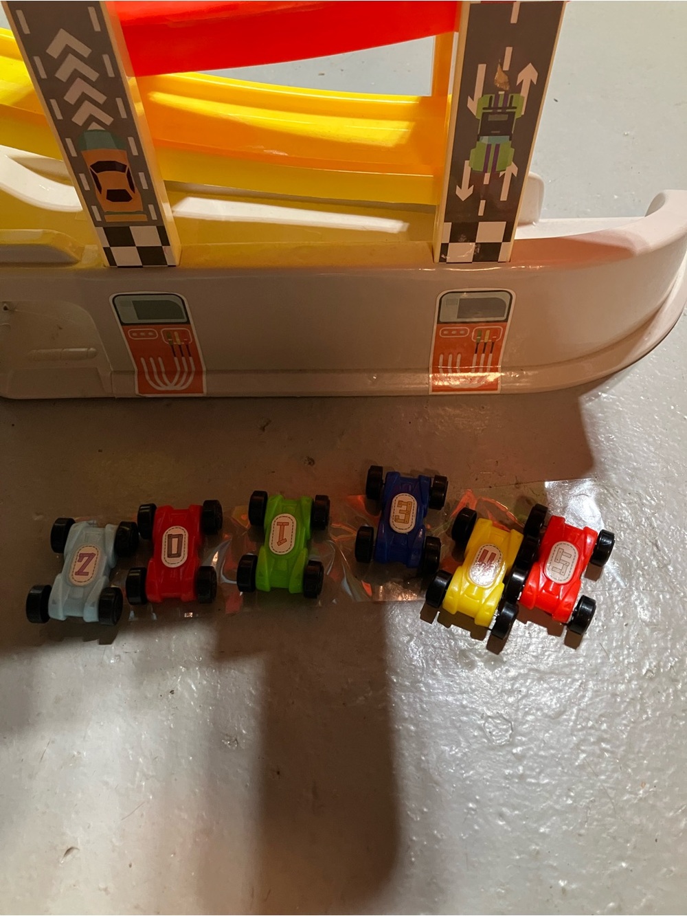 Colorful Multi-Level Ramp Racer Toy - White Base, Rainbow Tracks - Picture 2 of 4